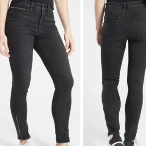 Athleta Sculptek Flexible Black Moto Skinny Jeans Size 6